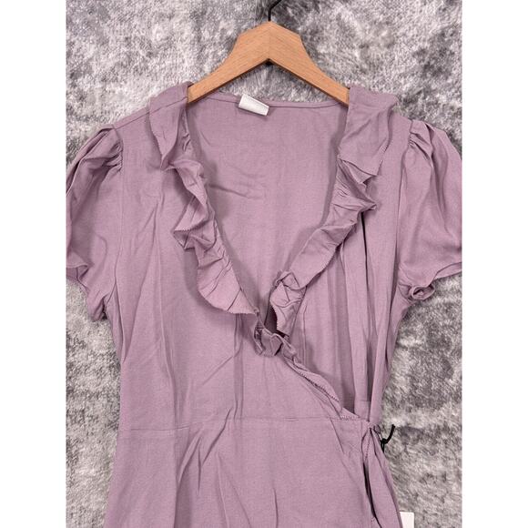 New Aritzia Dress Medium Womens Sunday Best Purple Ruffle Wrap - Picture 2 of 8